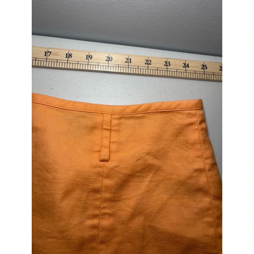 J.‎ Crew Tangerine Orange Front Slit Linen Blend Skirt 14 Lightweight Y2K Peach